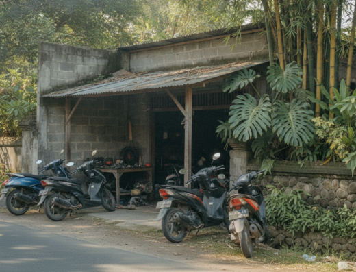 Nyoman's Canggu Scooter Repair & Spares, Canggu, Badung, Bali — illustrative AI-generated image (Gemini)