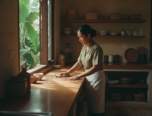 Made's Canggu Premium Villa Housekeeping, Canggu, Badung, Bali — illustrative AI-generated image (Gemini)