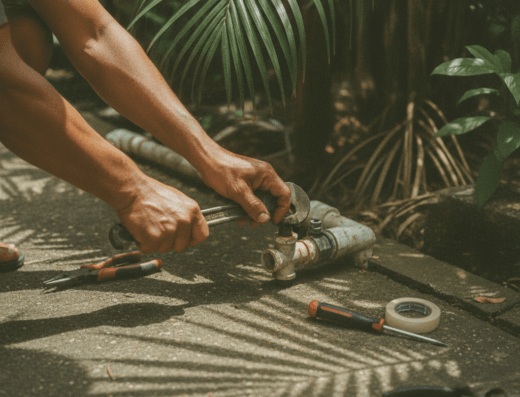MS Pool Shop & Maintenance Ubud swimming pool service and contracting in Gianyar, Bali — illustrative AI-generated image