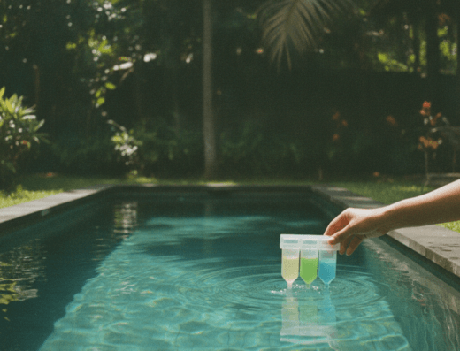 EcoPool Bali swimming pool service and contracting in Gianyar, Bali — illustrative AI-generated image