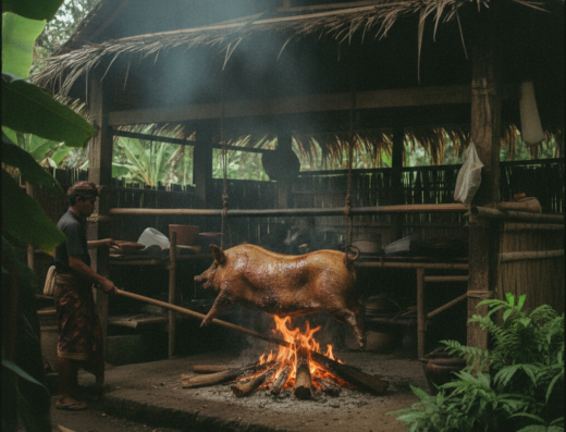 Babi Guling Candra, Dauh Puri Kauh, Denpasar, Bali — illustrative AI-generated image (Gemini)