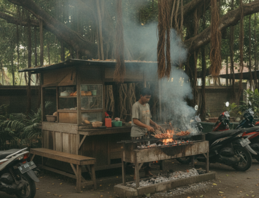 Sate Babi Bawah Pohon, Legian, Kuta, Badung, Bali — illustrative AI-generated image (Gemini)