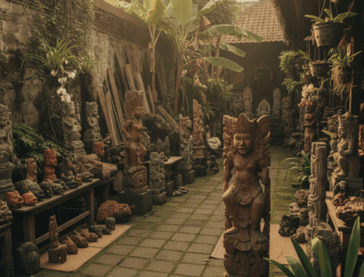 Tenganan Gringsing Weaver (family workshop), Tenganan, Karangasem, Bali — illustrative AI-generated image (Gemini)