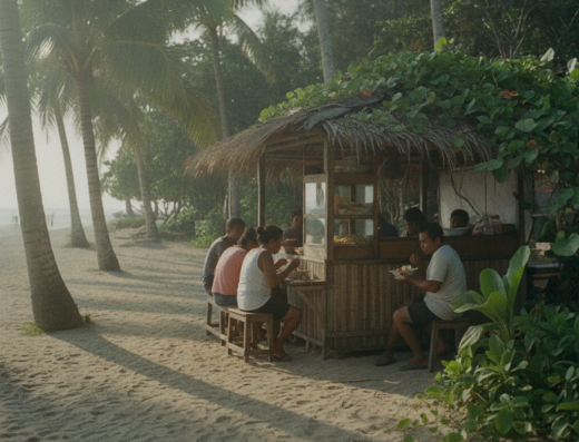 Warung Men Weti, Sanur Kaja, Denpasar Selatan, Denpasar, Bali — illustrative AI-generated image (Gemini)