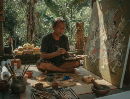 Batuan Traditional Painting School, Batuan, Sukawati, Bali — illustrative AI-generated image (Gemini)