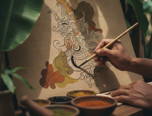 Batuan Traditional Painting School, Batuan, Sukawati, Bali — illustrative AI-generated image (Gemini)
