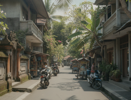 Dewi Sanur Morning Yoga Shala, Jl. Bypass Ngurah Rai, Bali — illustrative AI-generated image (Gemini)