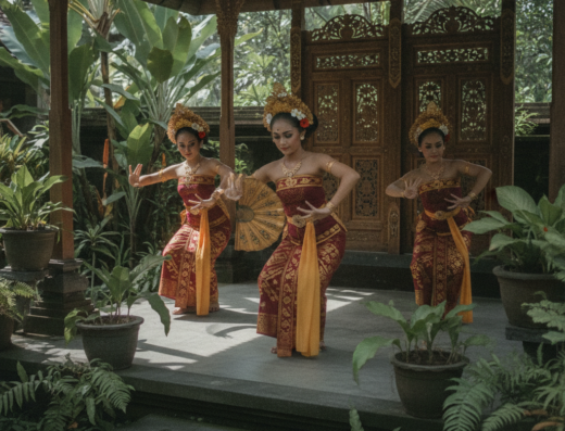 Ketut Traditional Legong Dance School, Jl. Hanoman, Bali — illustrative AI-generated image (Gemini)