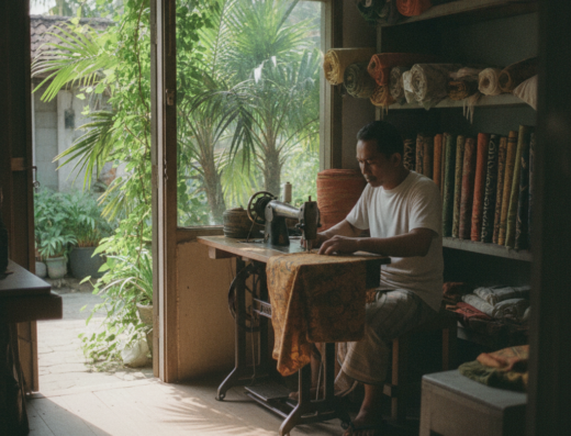 Made Sari Custom Tailoring & Alterations, Jl. Uluwatu II, Bali — illustrative AI-generated image (Gemini)