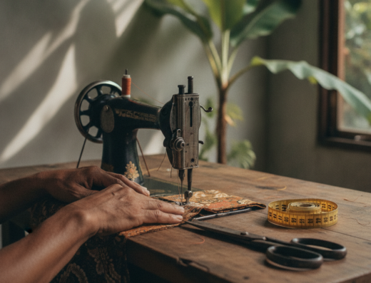 Made Sari Custom Tailoring & Alterations, Jl. Uluwatu II, Bali — illustrative AI-generated image (Gemini)