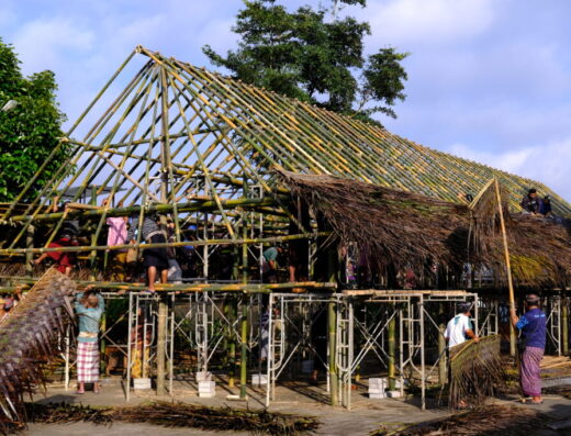 Classic Balinese village layout showing entrance gates and boundary walls.